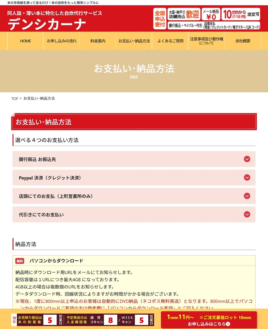 お支払い･納品方法
