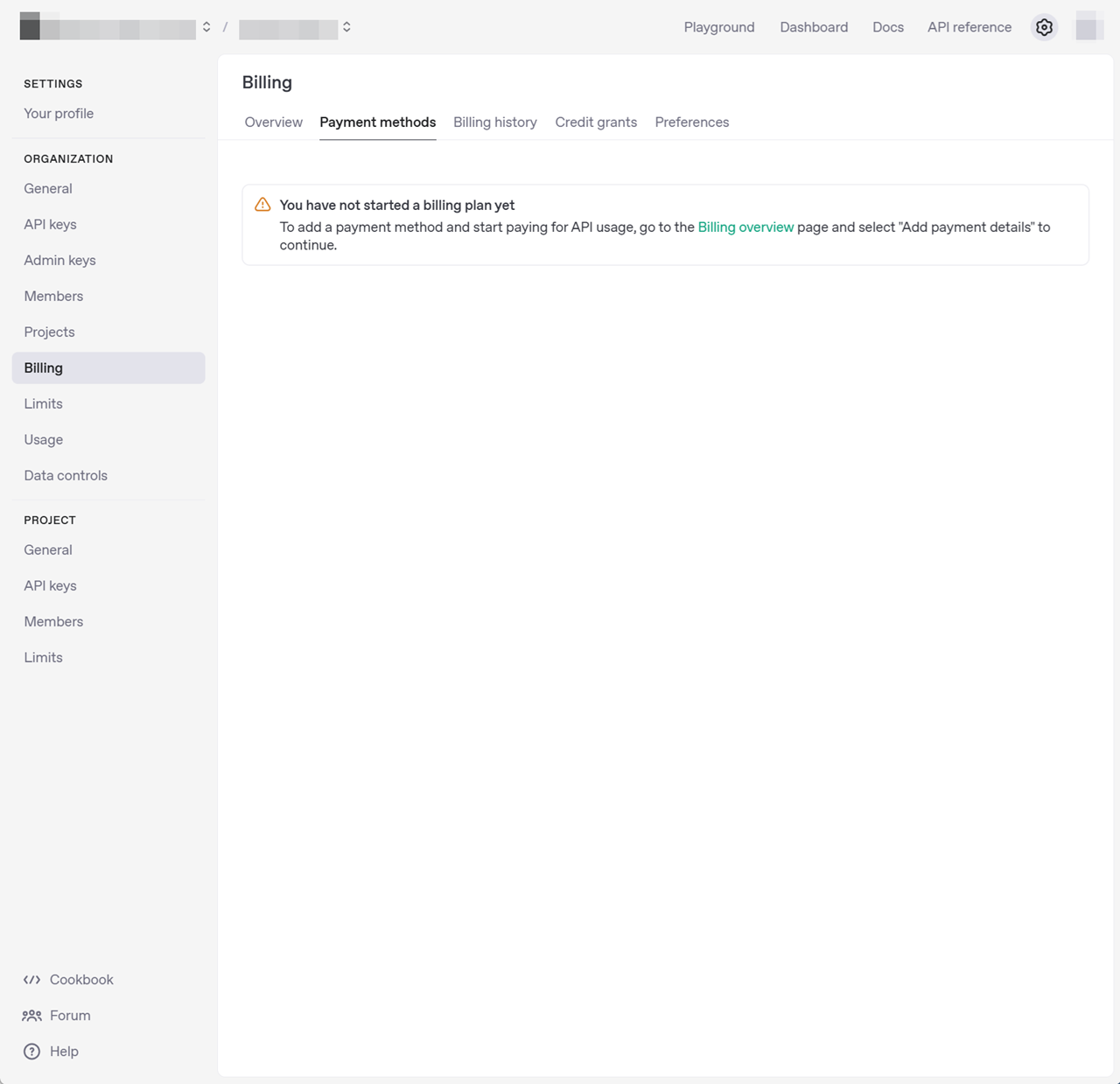 BillingのPayment methodの画面